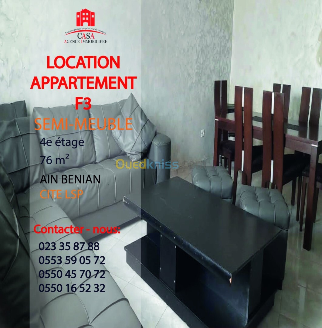 Location Appartement F3 Alger Ain benian