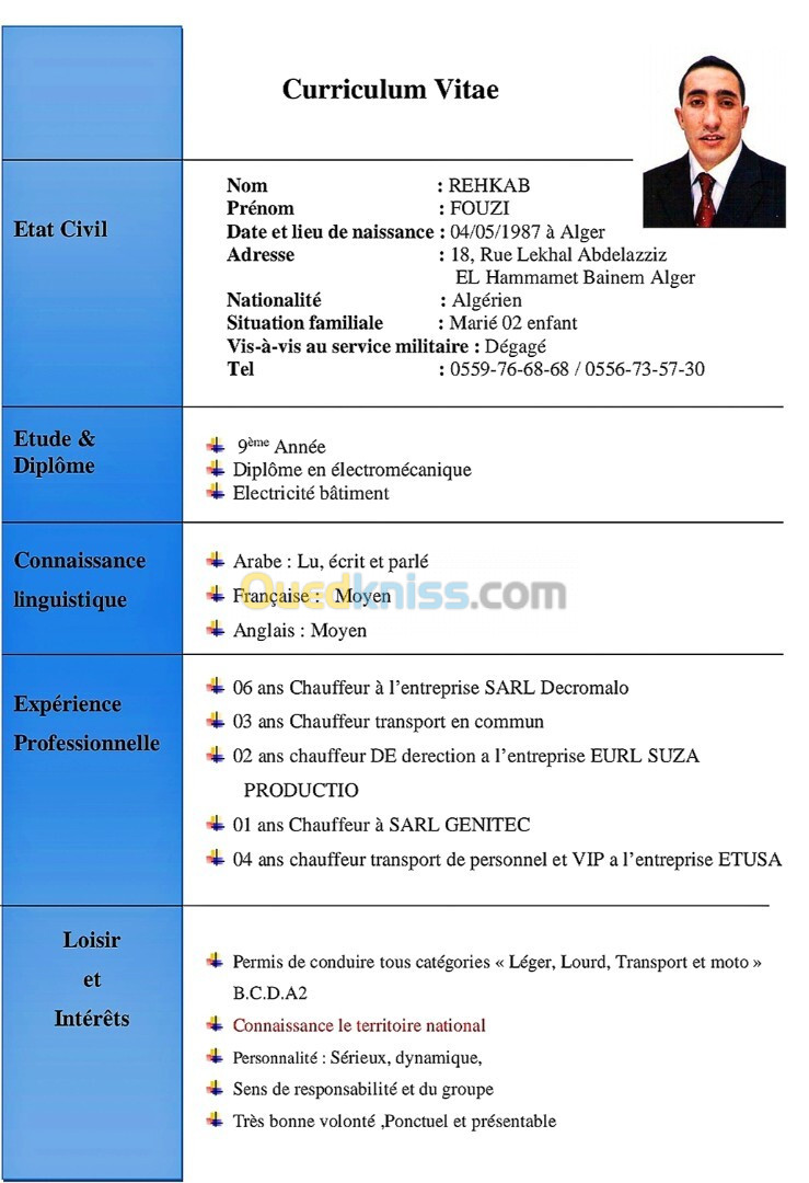 Chauffeur qualifié et professionnel