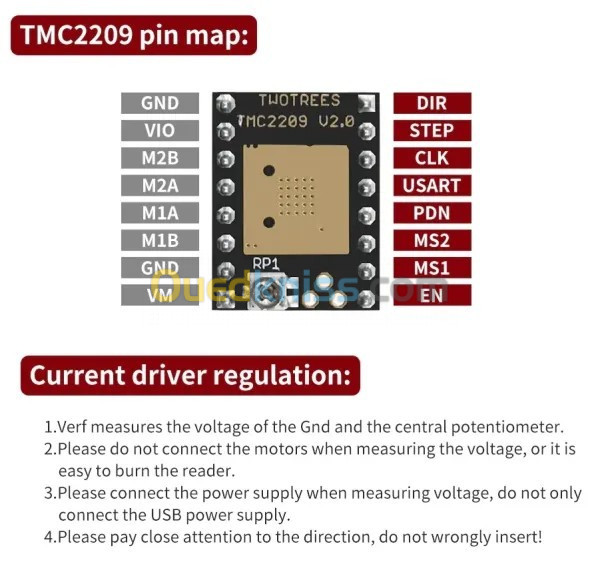 Pilote DRAIVER de moteur pas a pas TMC2209 V2.0 pour Imprimante 3D ARDUINO
