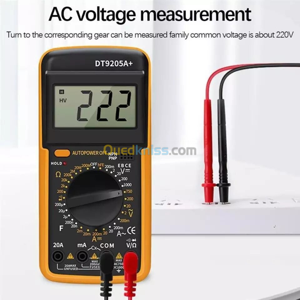 Multimètre numérique universel DT9205A 20A