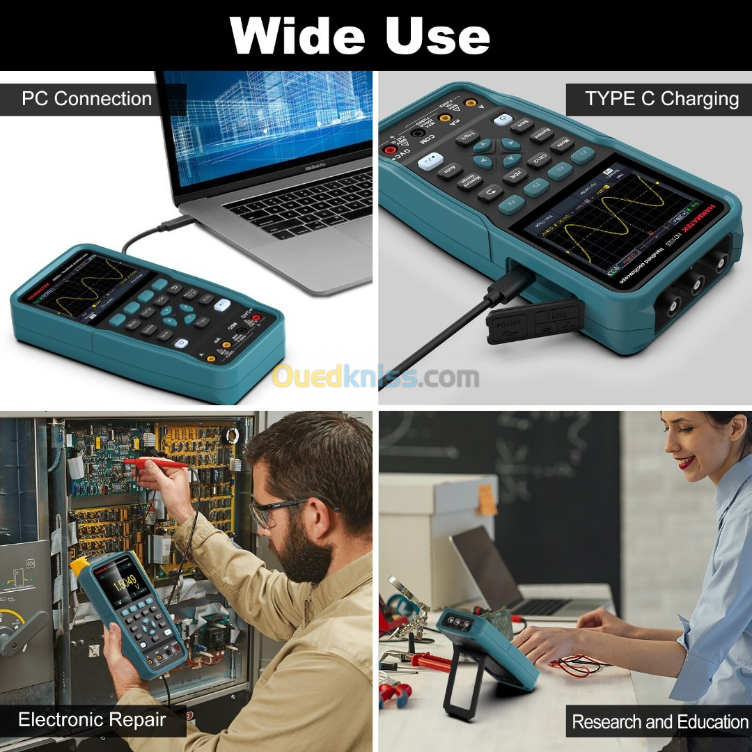 Oscilloscope numérique portatif HO52 50M, multimètre à bande passante, double fonction, canal USB2