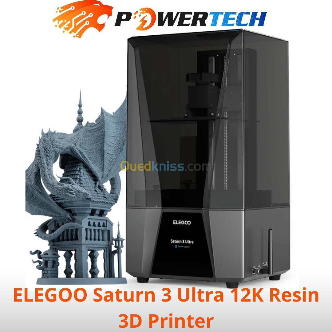 IMPRIMANTE 3D Resine ELEGOO Saturn 3 Ultra 12K 8,62 x 4,84 x 10,24 pouces