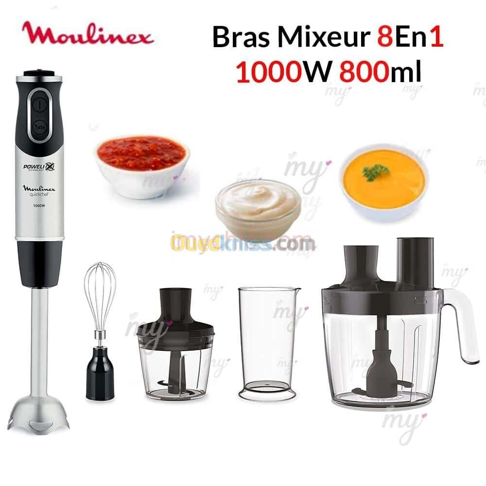 Moulinex Mixeur Plongeur Quickchef 4En1- 10 Vitesses, 1000W Dd65H810-Noir-Inox