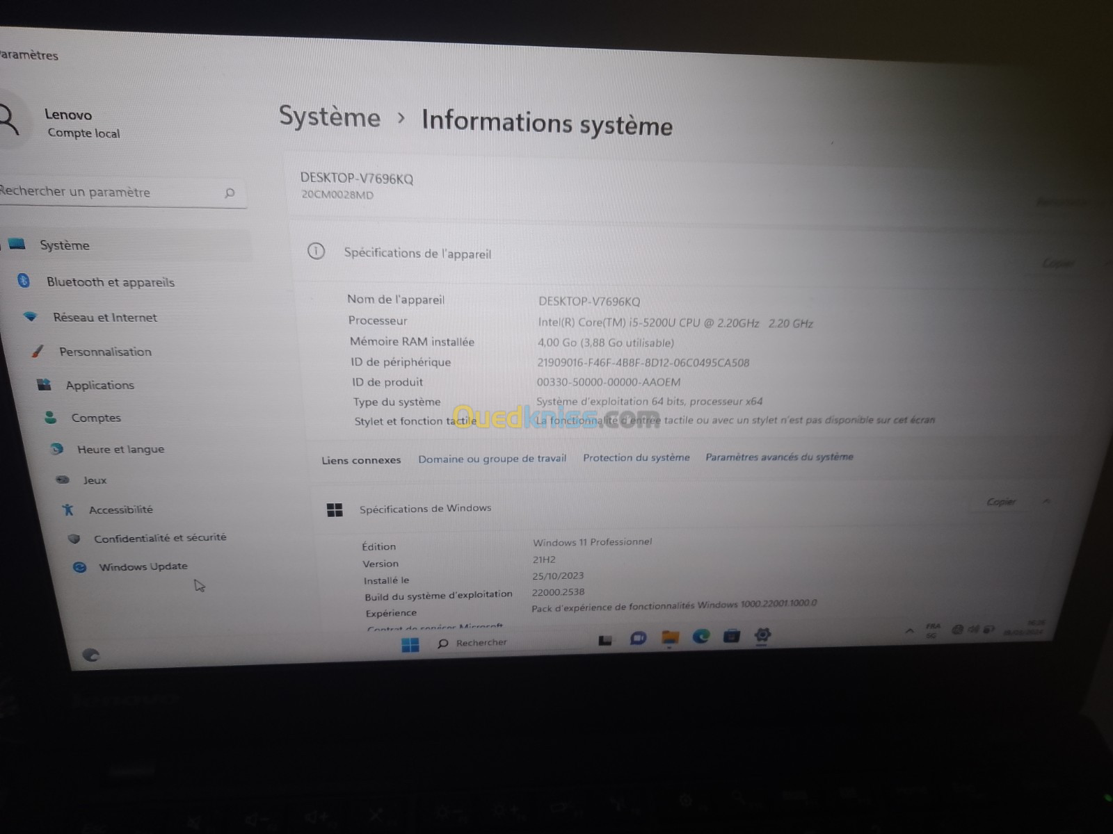 Lenovo x 250 i5 5 génération de France 