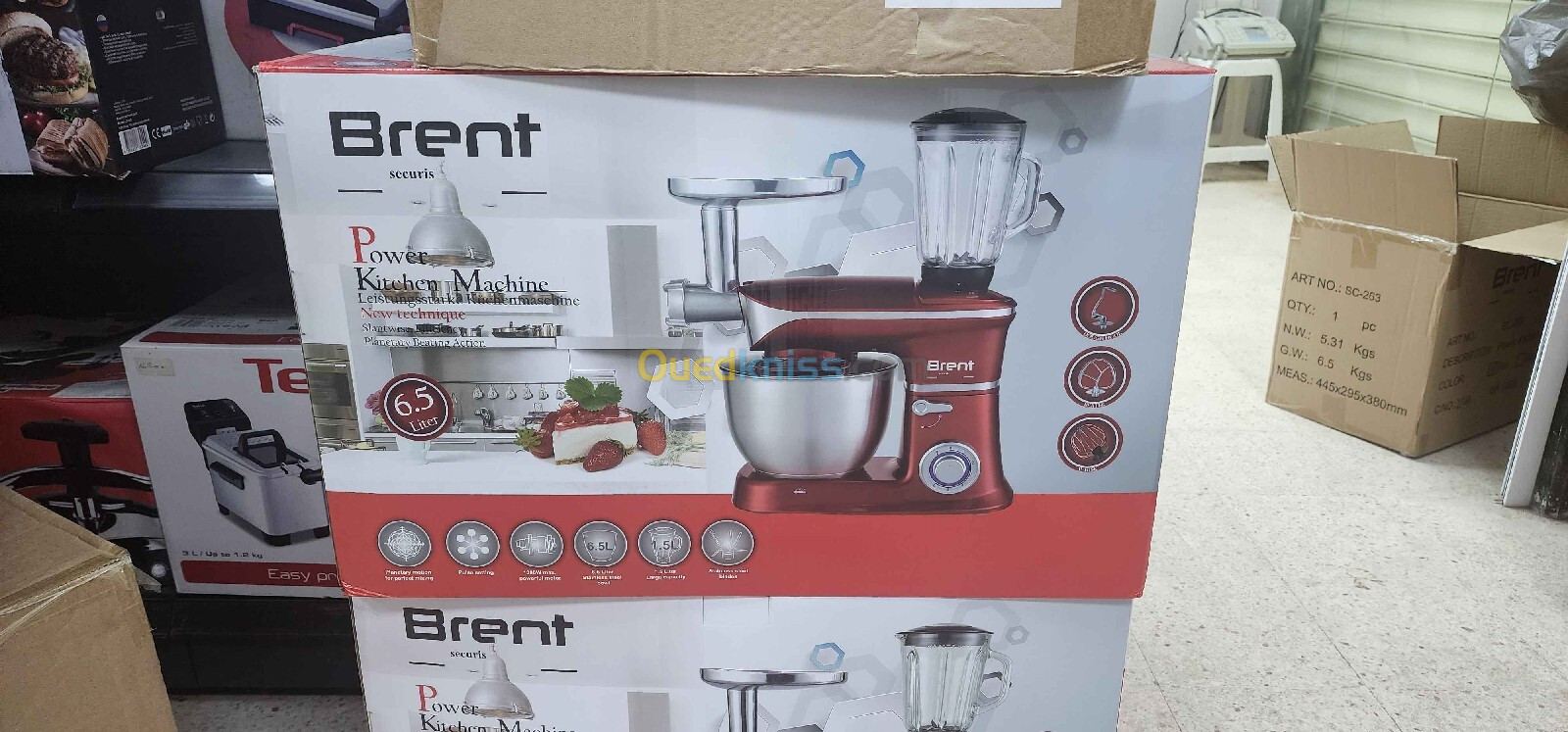 Robot Pétrin 3en1 Multifonction Avec Bol En Inox 6.5L Et Blender 1.5L 1300W