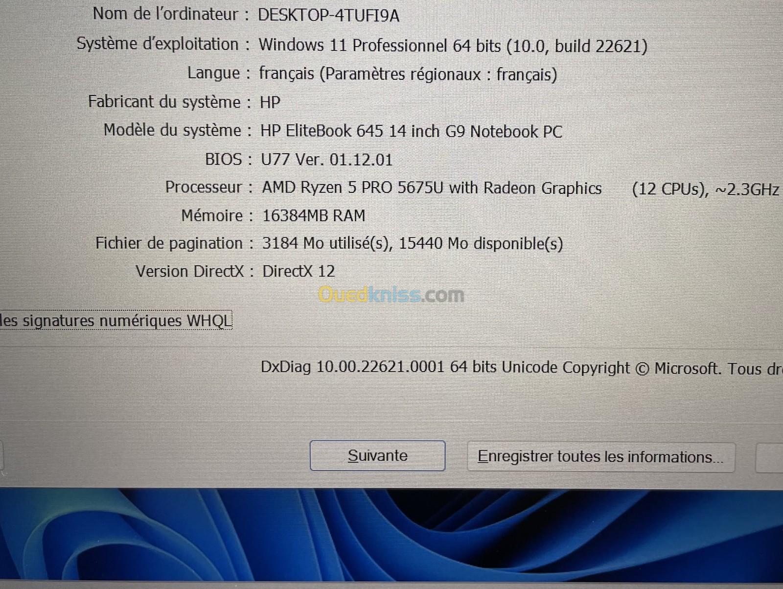 HP EliteBook 645 G9 | Ryzen 5 Pro 5675U 16Go 256Go SSD 14" FHD