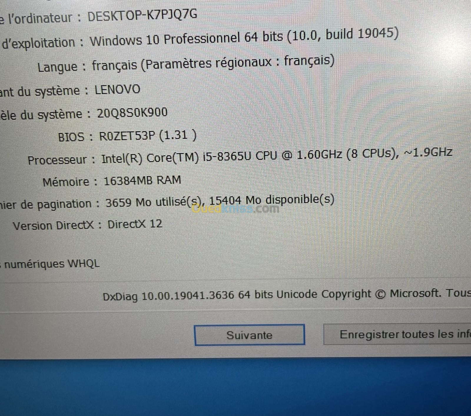 Lenovo ThinkPad L590 | i5 8ème gen 8365U 16Go 512Go SSD