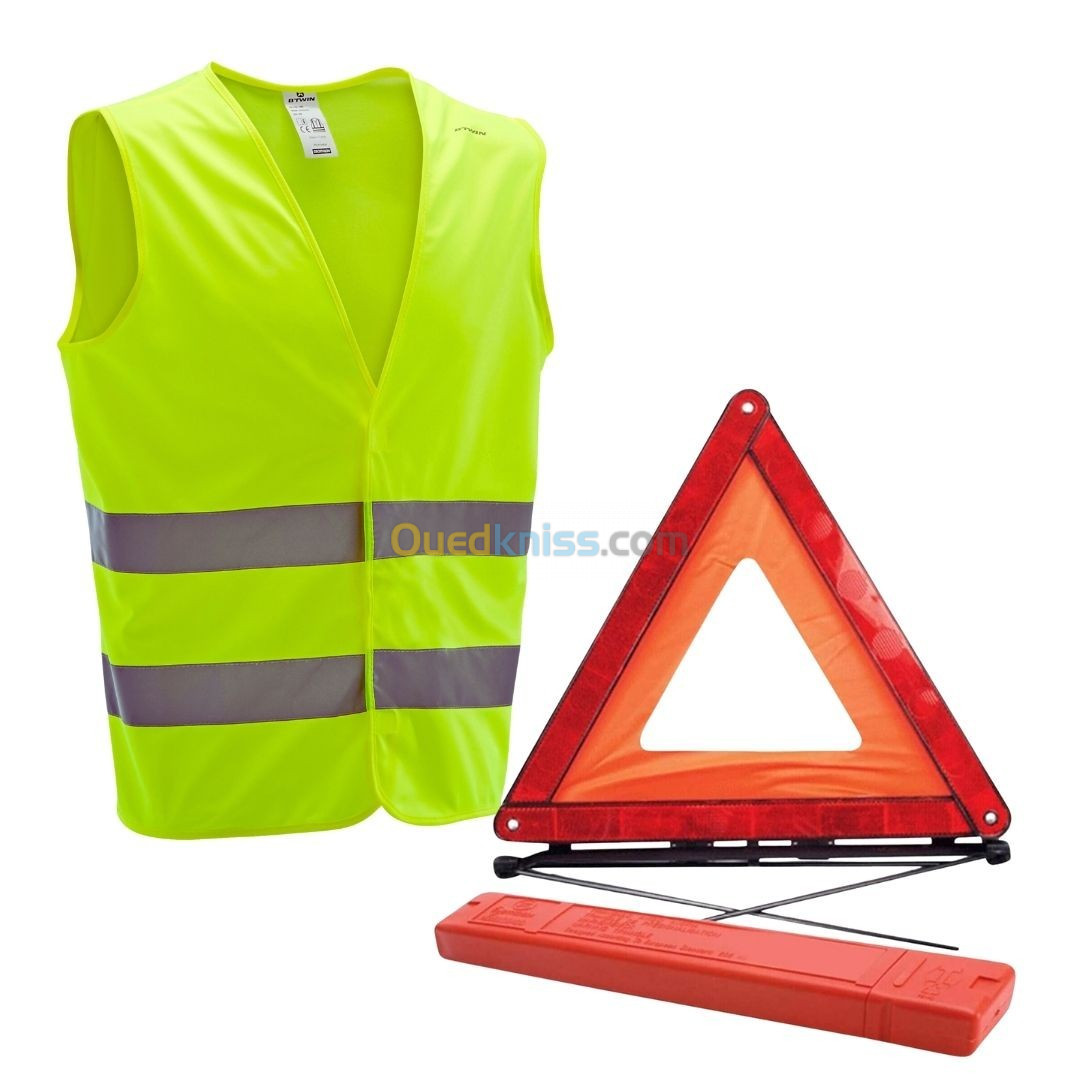 Kit triangle de signalisation et gilet de sécurité, kit triangle gilet  jaune 