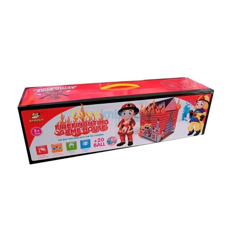  Maison de jeu pour enfants pompiers pliable avec 20 balles