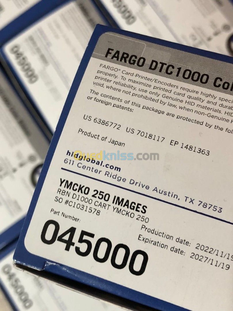 Ruban couleur YMCKO HID FARGO DTC 1000 - 1250e  250 img/roll , original