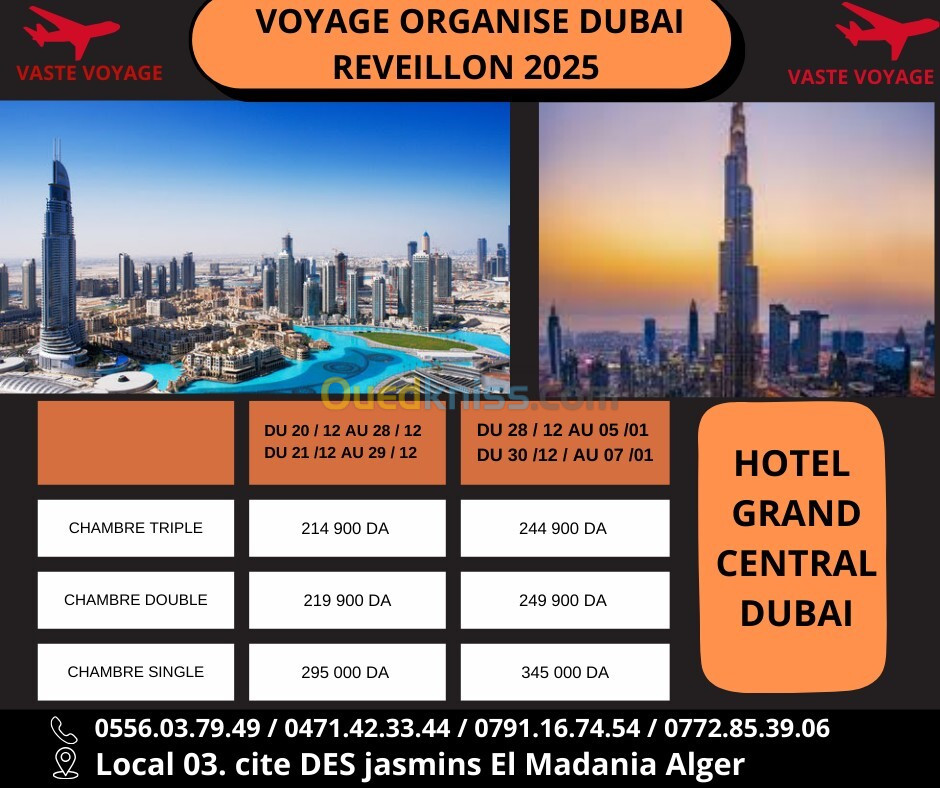 voyage organise dubai réveillon 2025 Hôtel Grand Central  4*