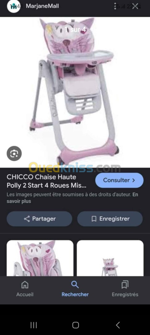 Chaise bébé chicco fille 