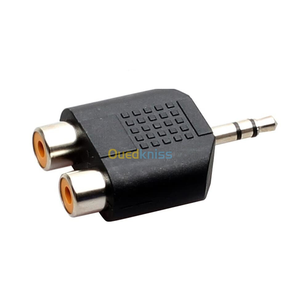 Adaptateur Convertisseur Audio Jack stéréo mâle 3,5 mm vers 2 RCA femelles 