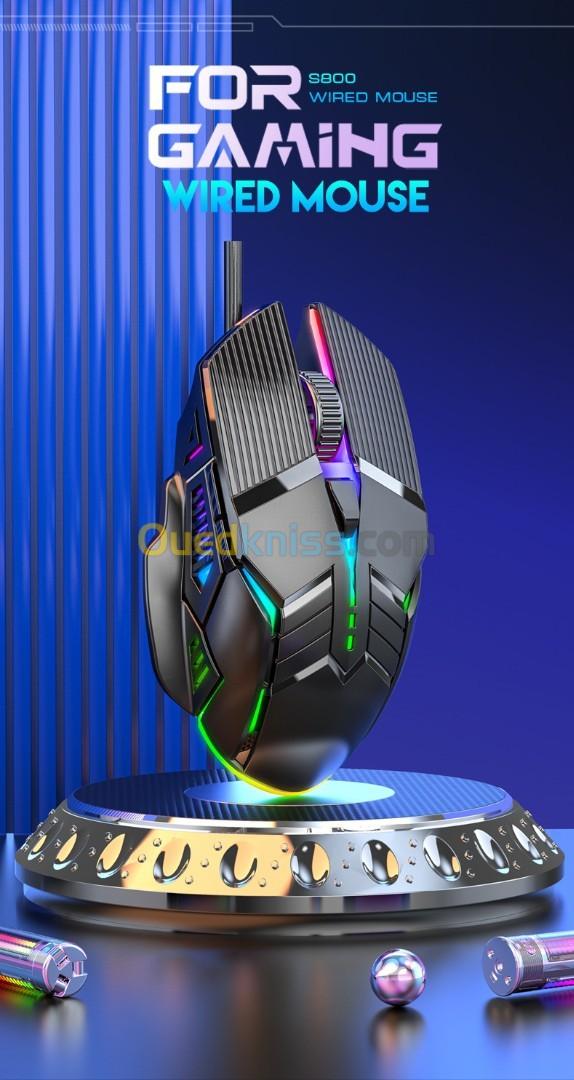 Souris Gaming Professional USB 3200 DPI Programmables 6 Boutons RGB S800