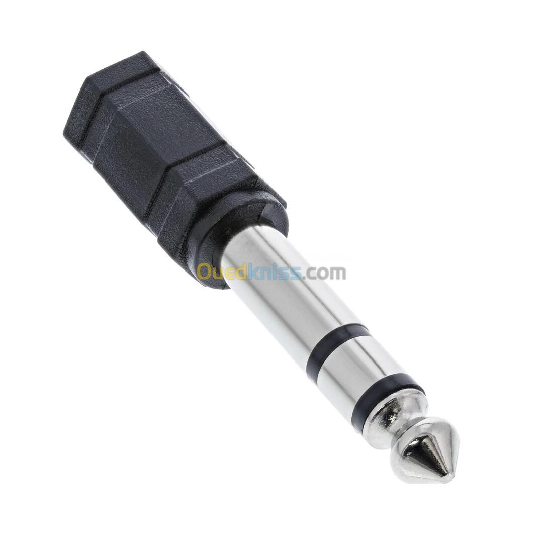 Adaptateur Audio Stéréo Professionnels Jack 6.35mm Mâle vers Jack 3.5mm Femelle 