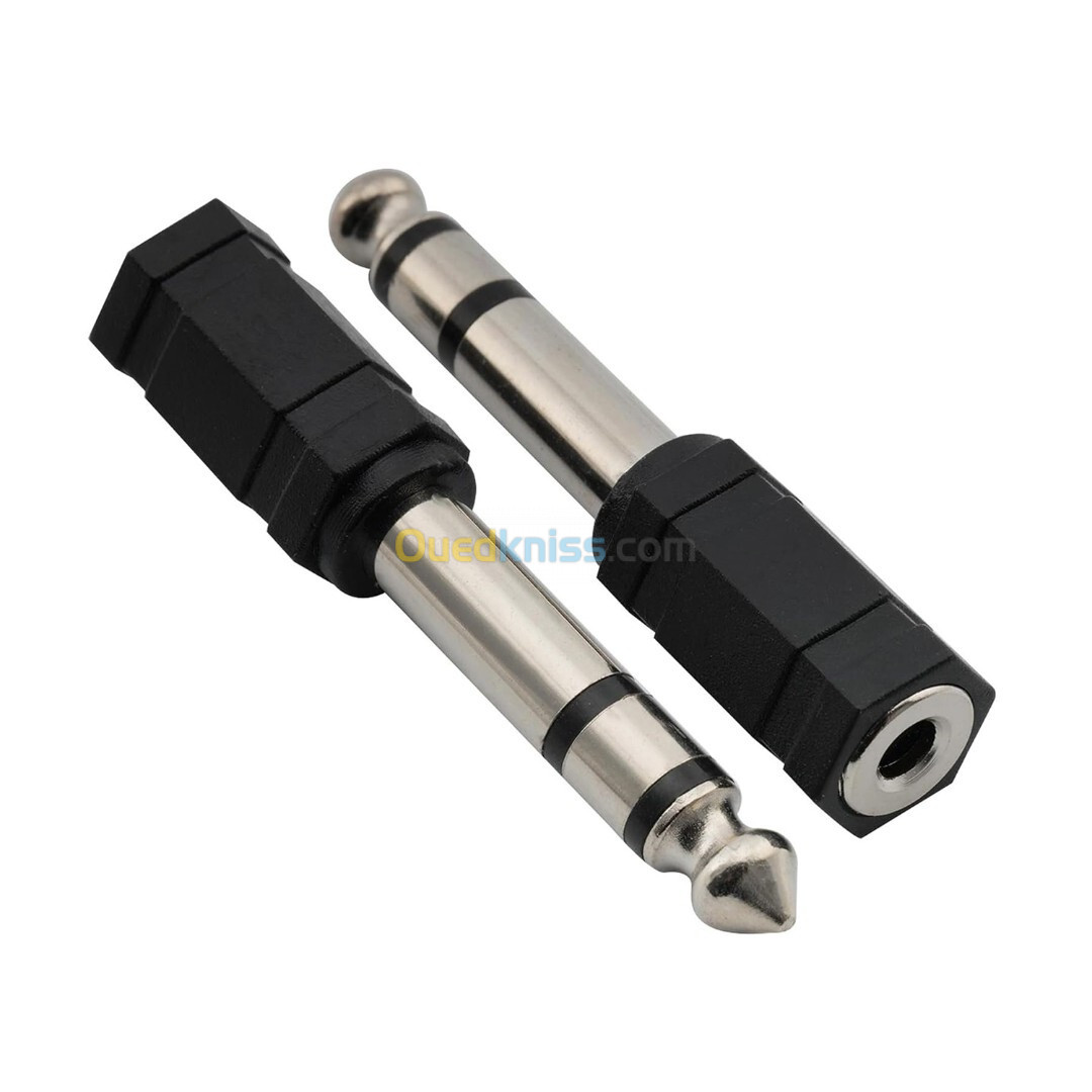 Adaptateur Audio Stéréo Professionnels Jack 6.35mm Mâle vers Jack 3.5mm Femelle 