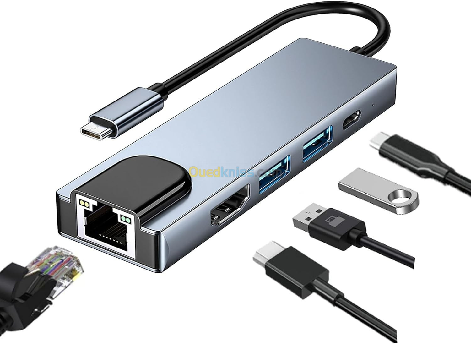 Adaptateur HUB USB Type-C vers RJ45 Gigabit & HDMI 4K & USB 3.0