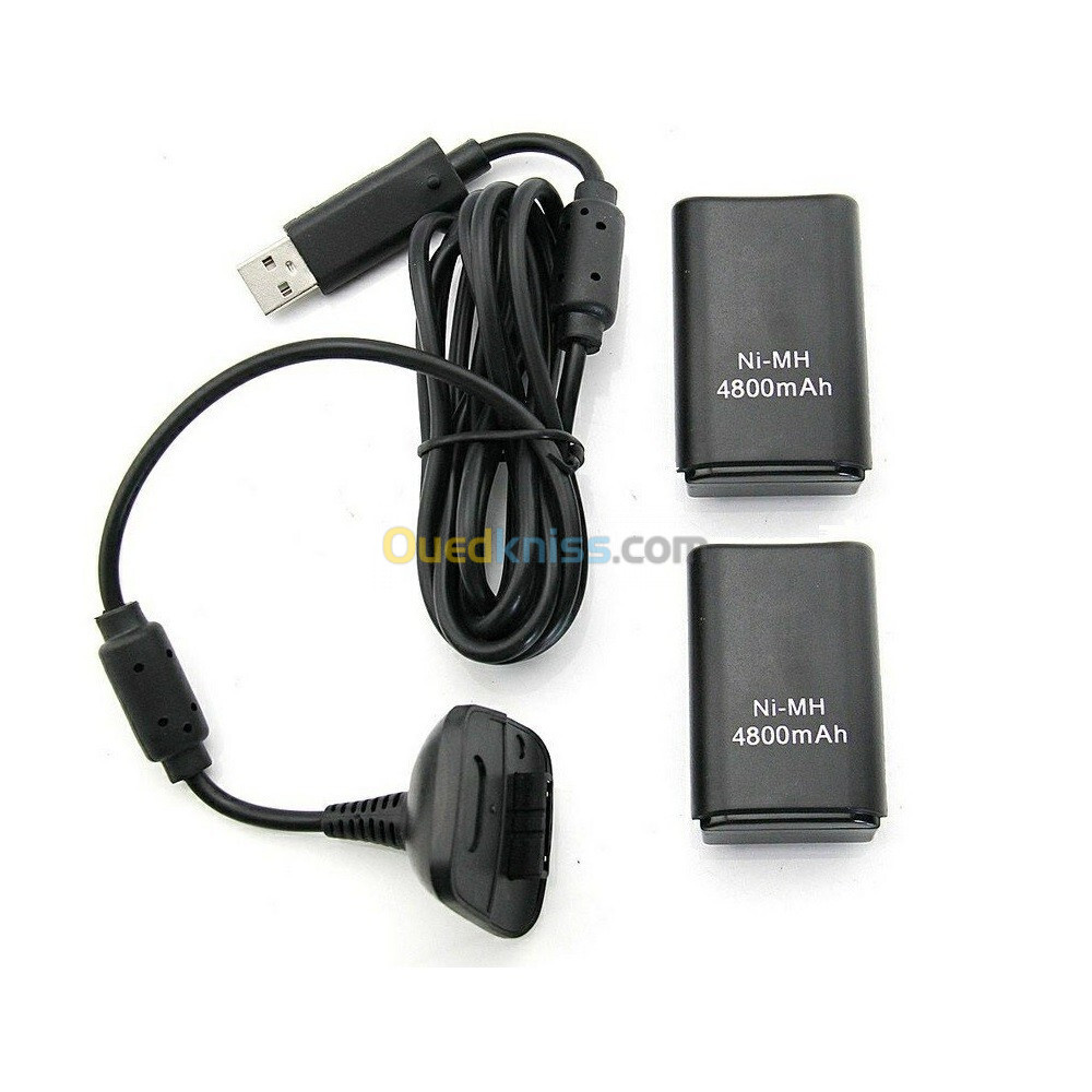 Kit Double Batteries 4800 Mah + Cable Usb Pour Manette X-Box 360