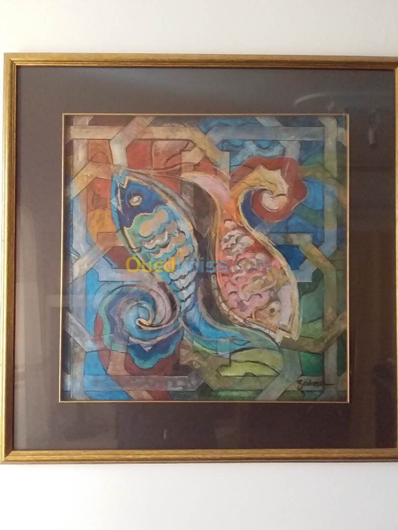 Ensemble de 7 tableaux artiste plasticienne Zohra