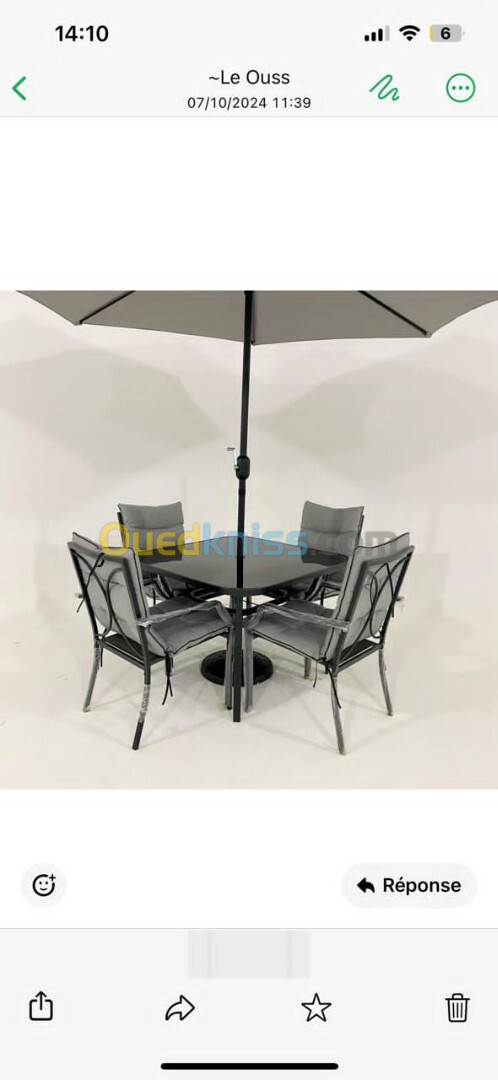 Table de jardin luxueuse avec parasol 