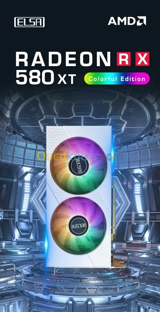  Carte Graphique ELSA AMD RX 580 8GB GDDR5 256bit GPU Blanc RGB 