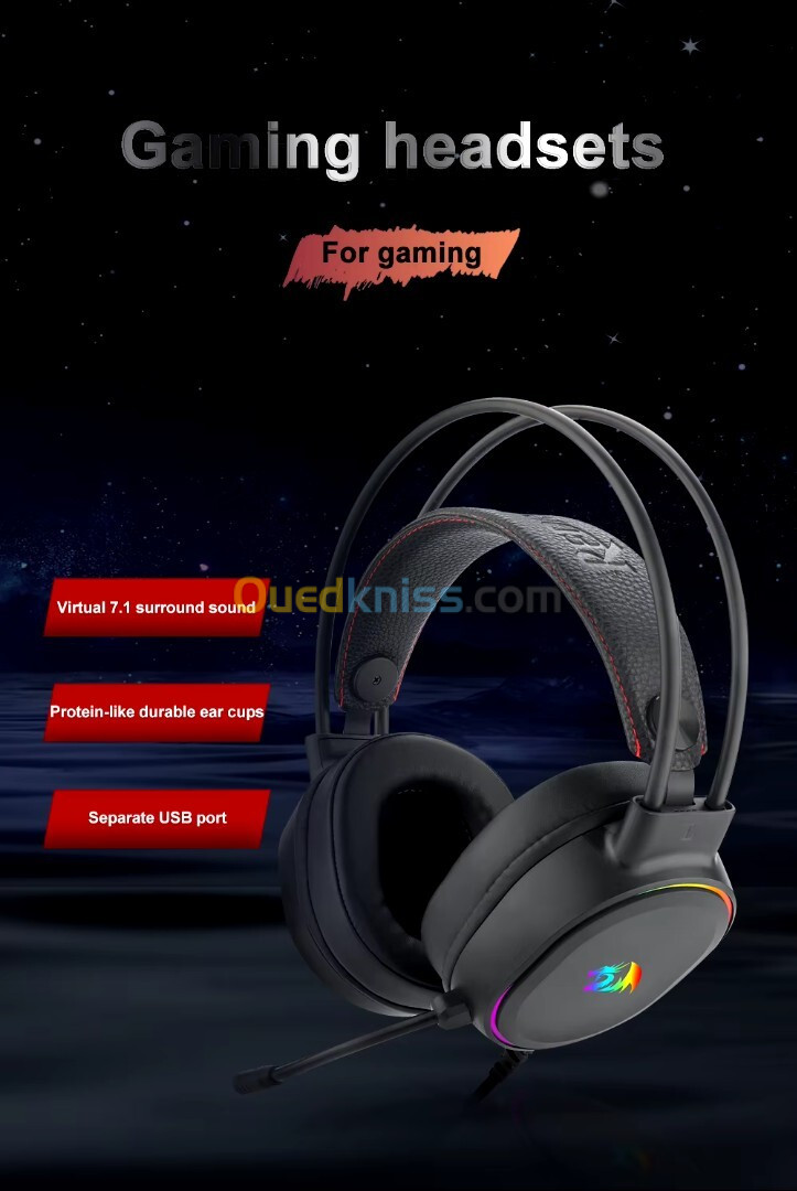 REDRAGON G588 RGB Gaming Headset 7.1 Surround Sound, Mic, PC Laptop