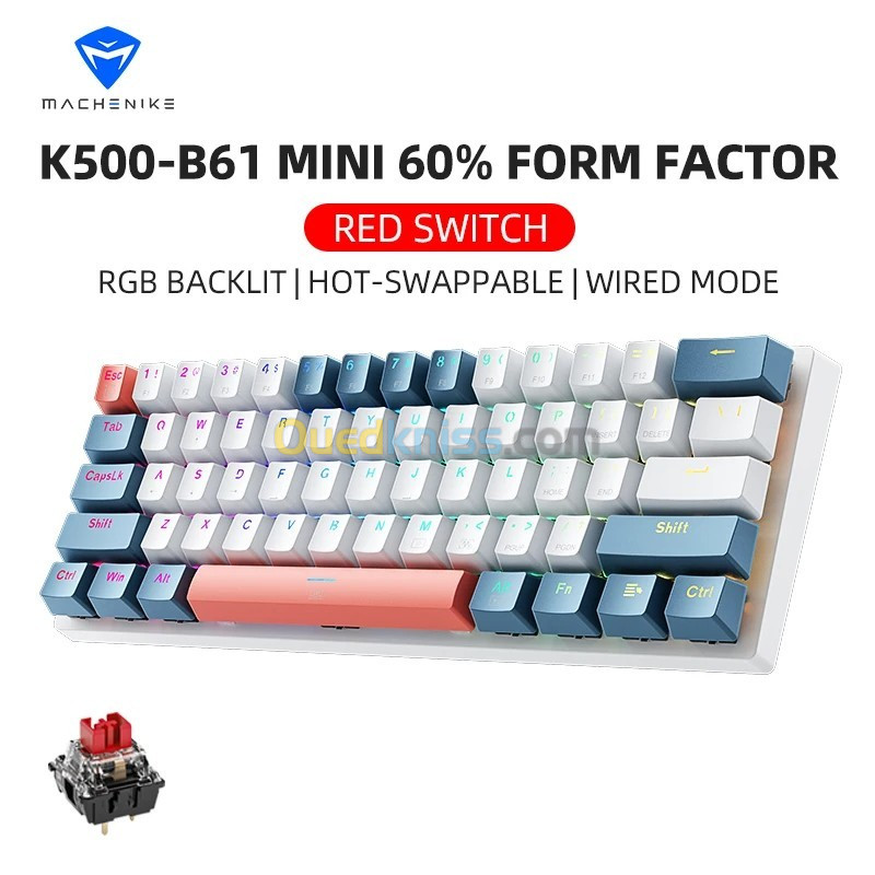 Clavier Machenike K500-B61 MINI 60% US Red Switch