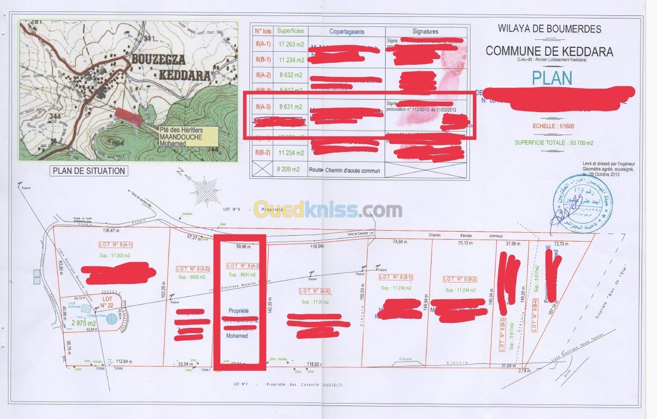Vente Terrain Boumerdès Bouzegza keddara