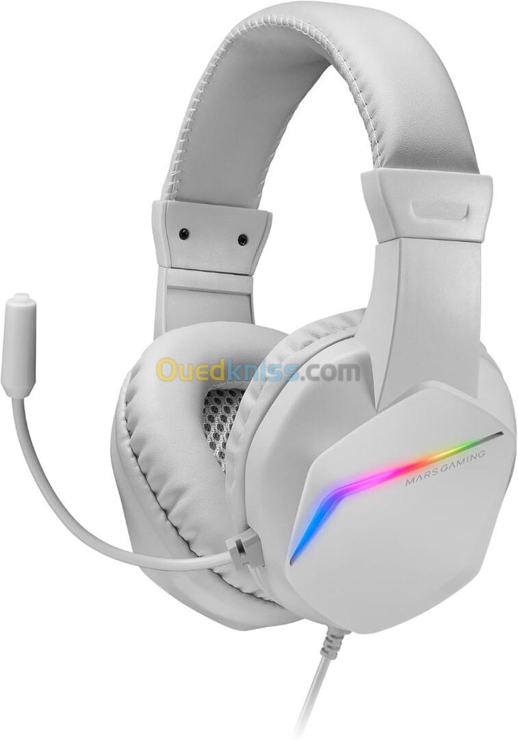 CASQUE MARS GAMING MH122 WHITE RGB