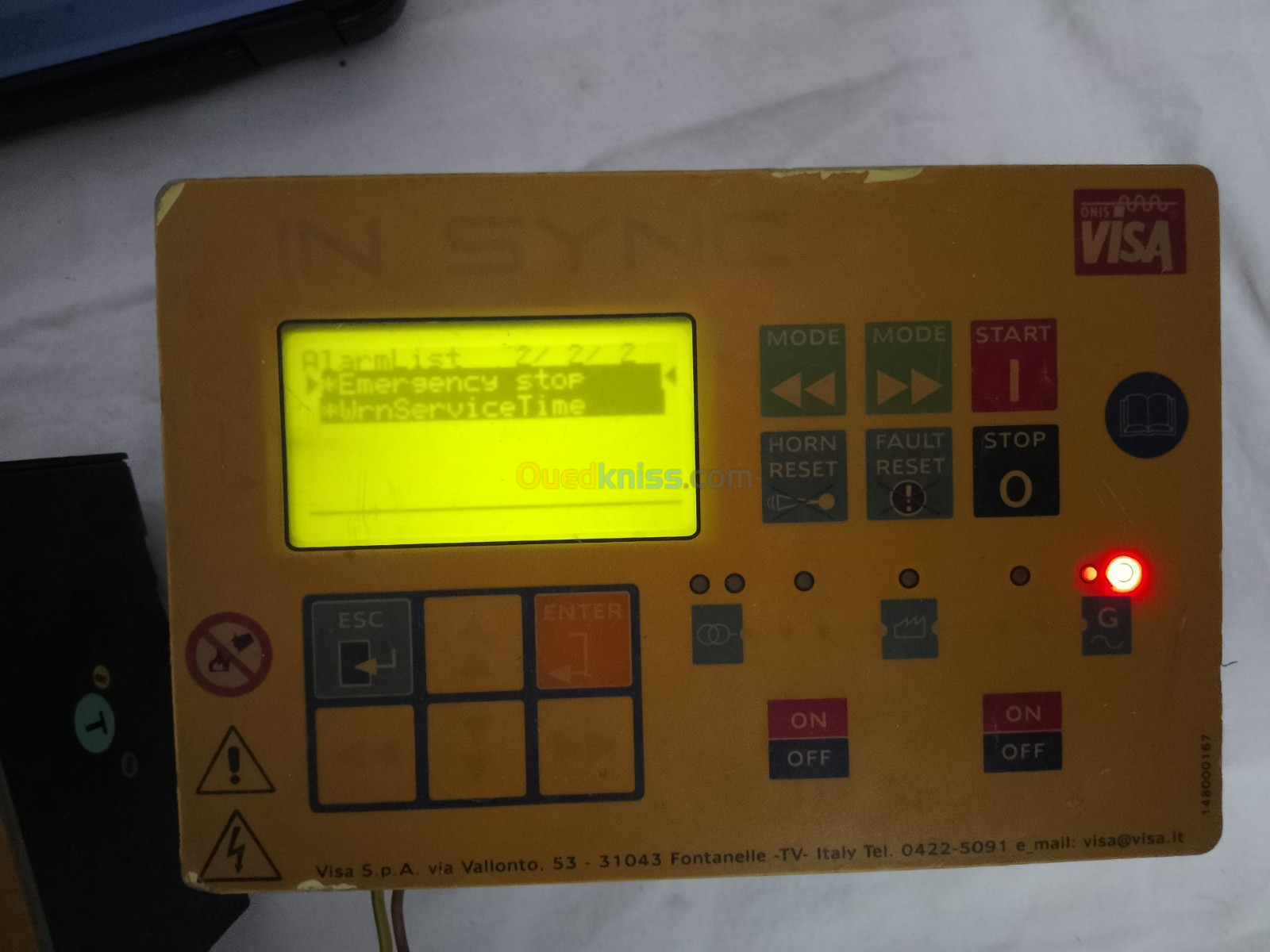 Control screen for an electricity generator