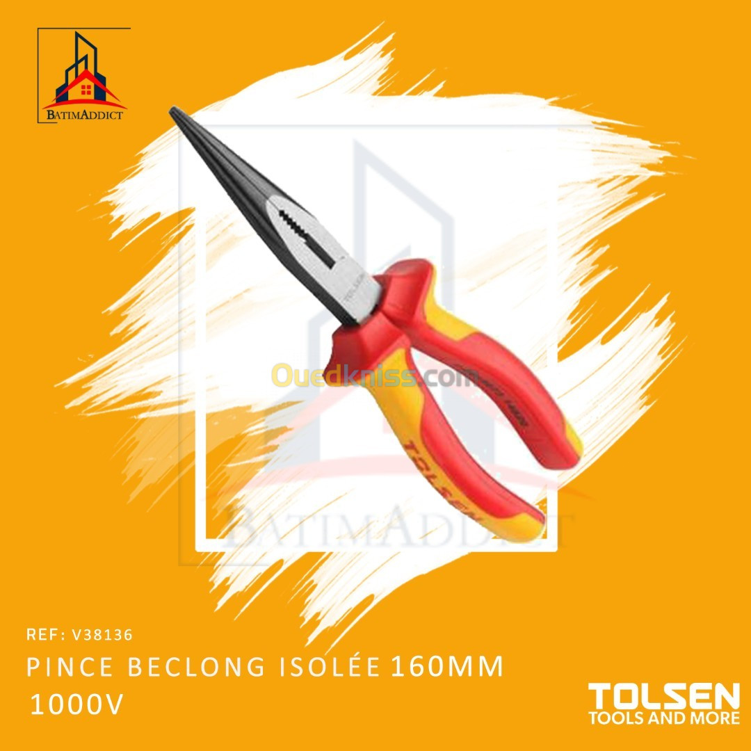 PINCE BEC LONG ISOLÉE 1000V TOLSEN 