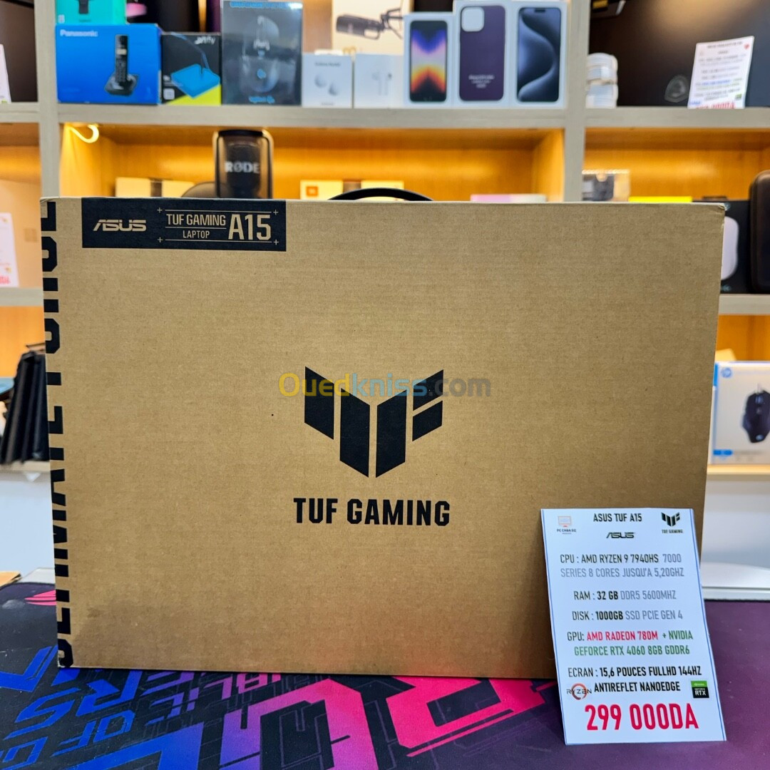 ASUS TUF A15 AMD RYZEN 9 7640HS NVIDIA RTX 4060 32GB RAM 1TB SSD NEUF JAMAIS UTILISÉ 