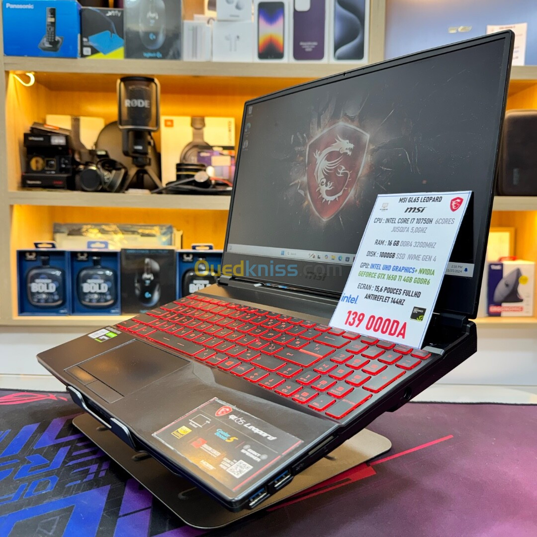 MSI GL65 I7 10750H NVIDIA GTX 1650TI  16GB RAM 1TB SSD ECRAN 144HZ