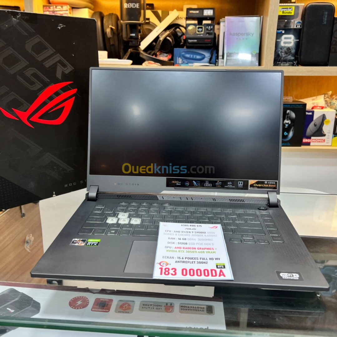 ASUS ROG STRIX G15 AMD RYZEN 9 5900HX NVIDIA RTX 3050TI 16GB RAM 512GB SSD ECRAN 300HZ 