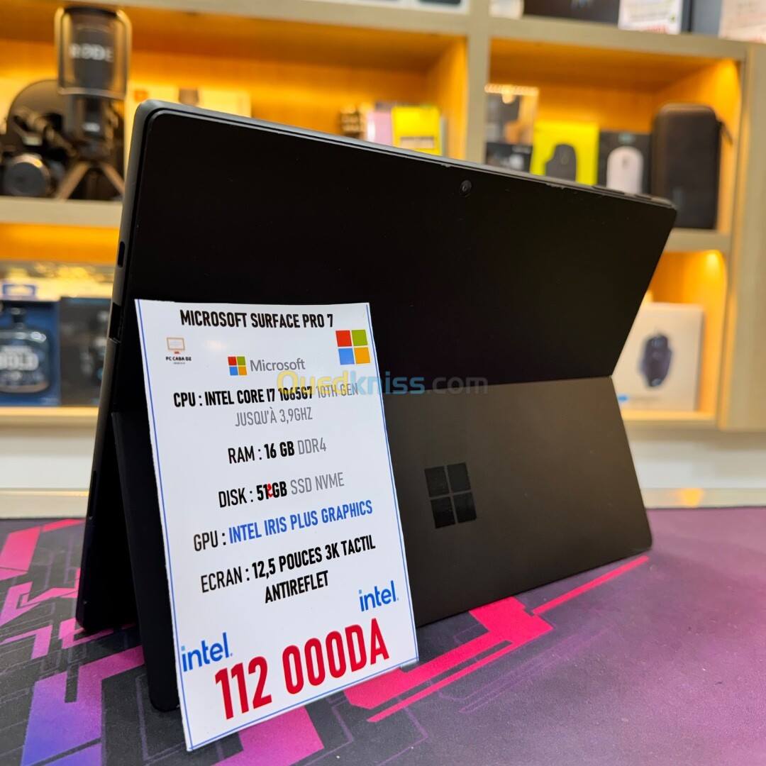 MICROSOFT SURFACE PRO 7 I7 10TH GEN 16GB RAM 512GB SSD ECRAN 3K DÉTACHABLE 