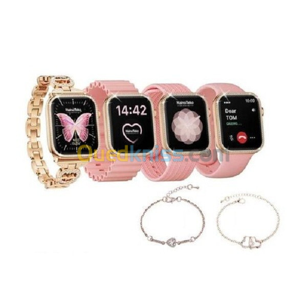 Haino Teko G10 Mini HD IPS AMOLDED Display 4 Pairs Strap + 2 Free Bracelets) Pink