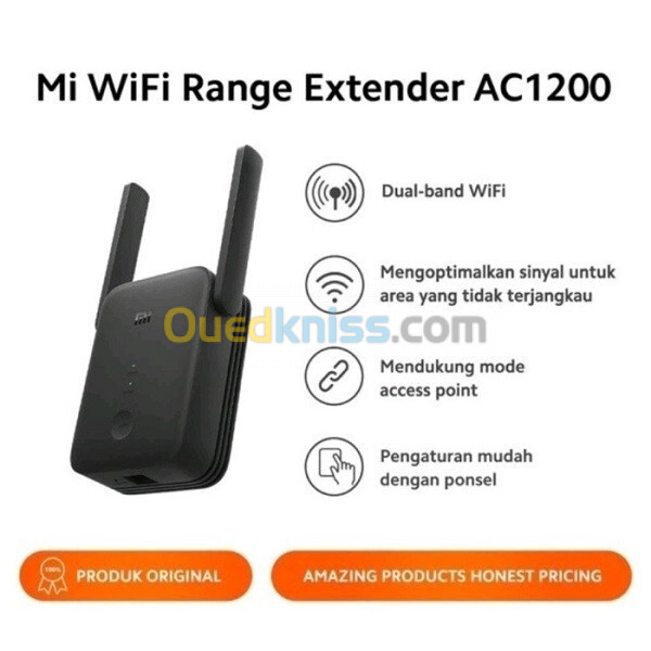 XIAOMI Mi Extendeur Répéteur Amplificateur Signal Wifi 2.4G/5G Point D'Accès Ac1200 Mbps