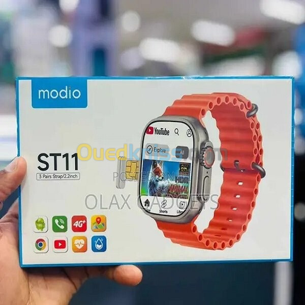 Modio ST11 Smart watch with 3 Pairs Strap 2.2 inch avec Puce 4-64 Go