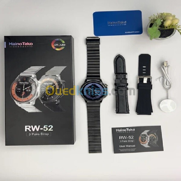 Haino Teko RW52 AMOLED Display Smart Watch 3 Pair Straps 