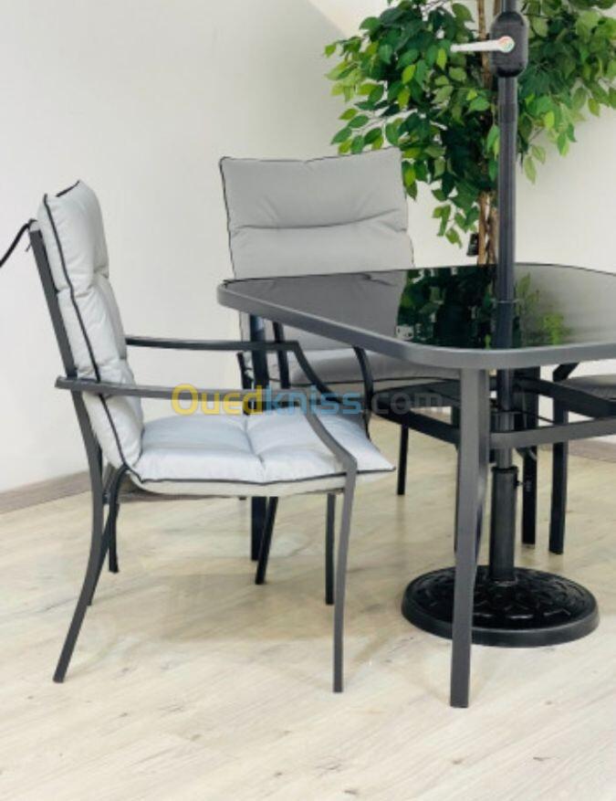 Table de jardin 06 chaise en aluminium 