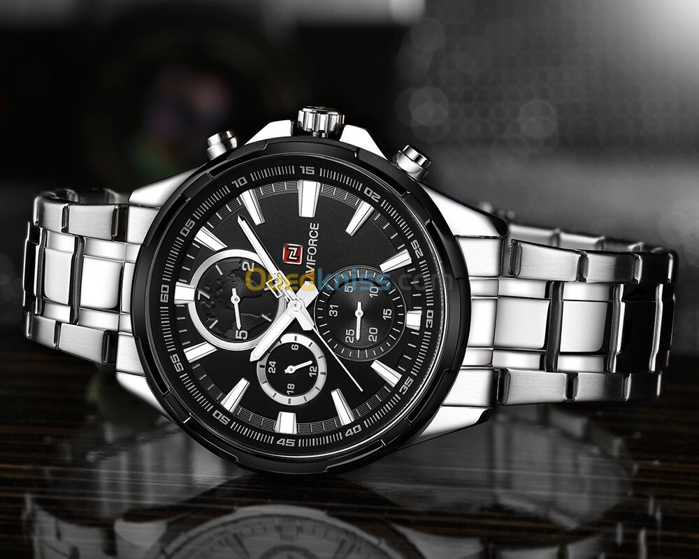   NAVIFORCE-Montre de luxe pour Homme originale, étanche, Chronographe, double bracelet cuir, Quartz