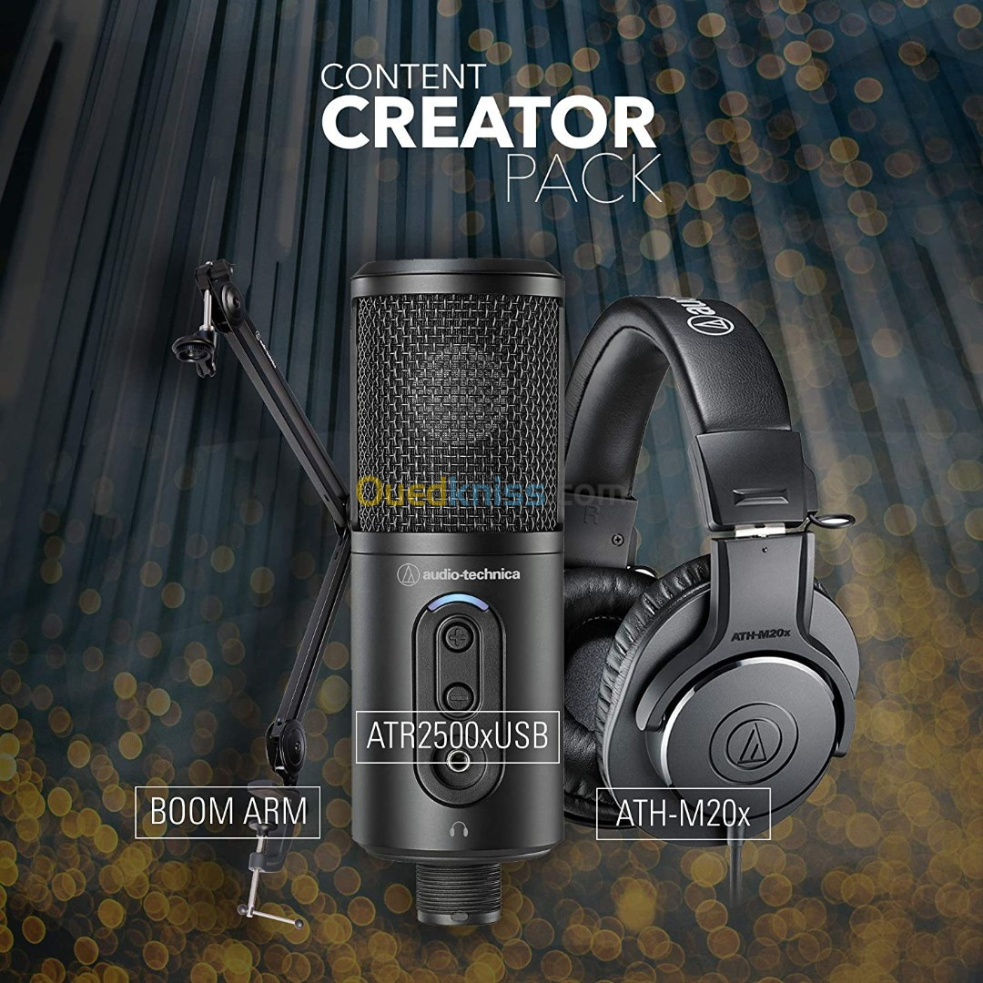 Pack microphone USB professionnel audiotechnica content creator pack