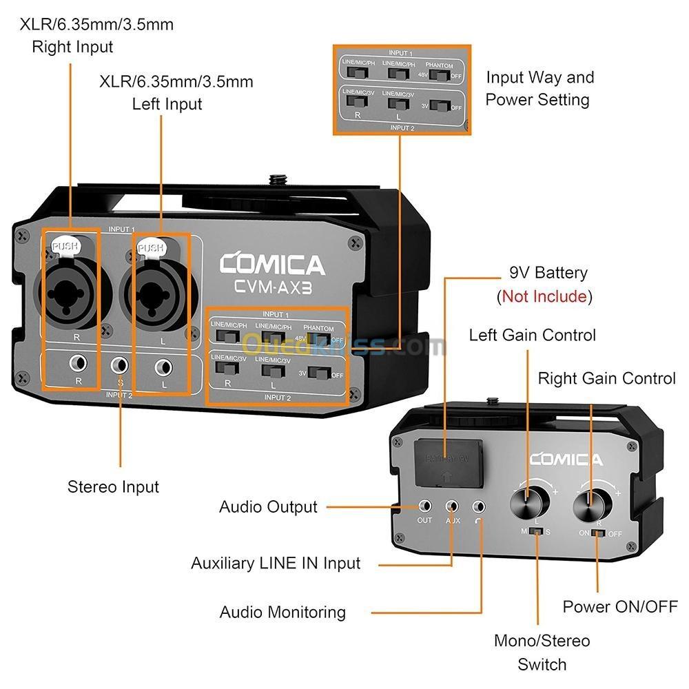 Mélangeur Audio COMICA CVM-AX3 (DUAL-XLR)