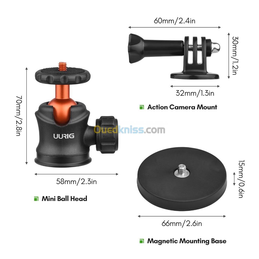 BALL HEAD UURIG ( BH-07 )  PROFESSIONNEL  AVEC BASE MAGNETIQUE