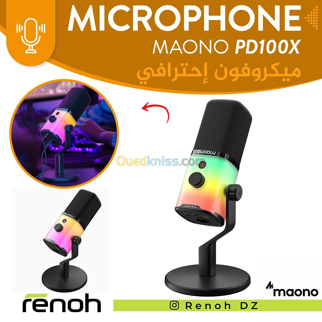 Microphone Sans-Fil RGB MAONO PD100X