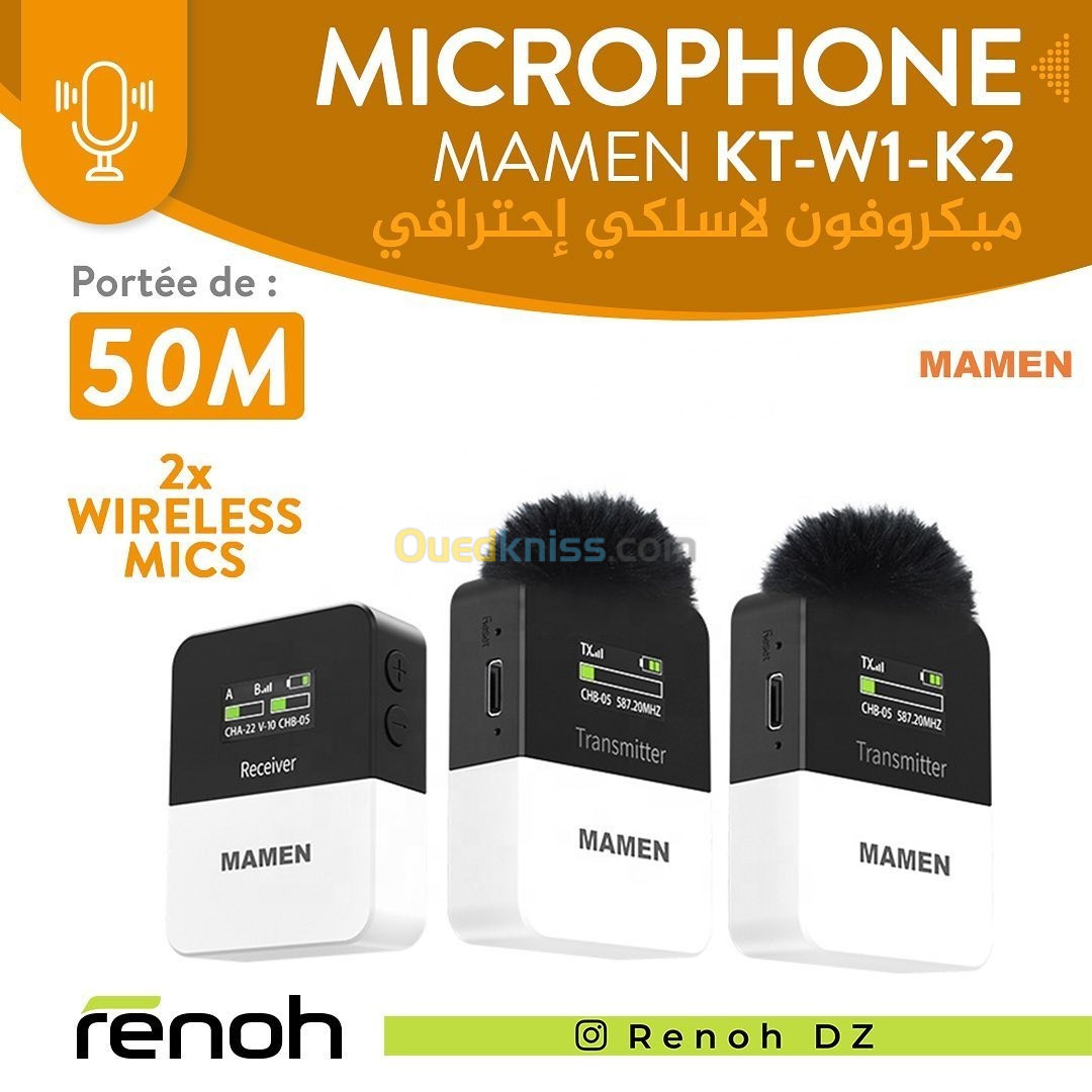 Microphone sans fil MAMEN KT-W1-K2