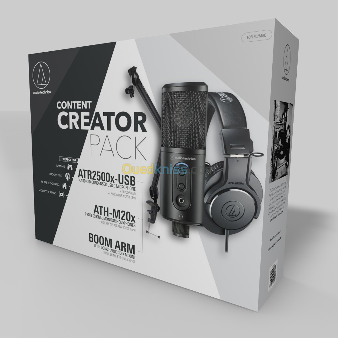 Pack microphone USB professionnel audiotechnica content creator pack