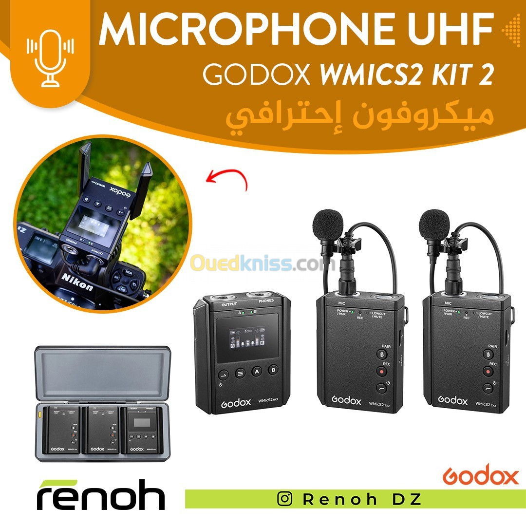 Microphone UHF GODOX WMICS2 KIT 2