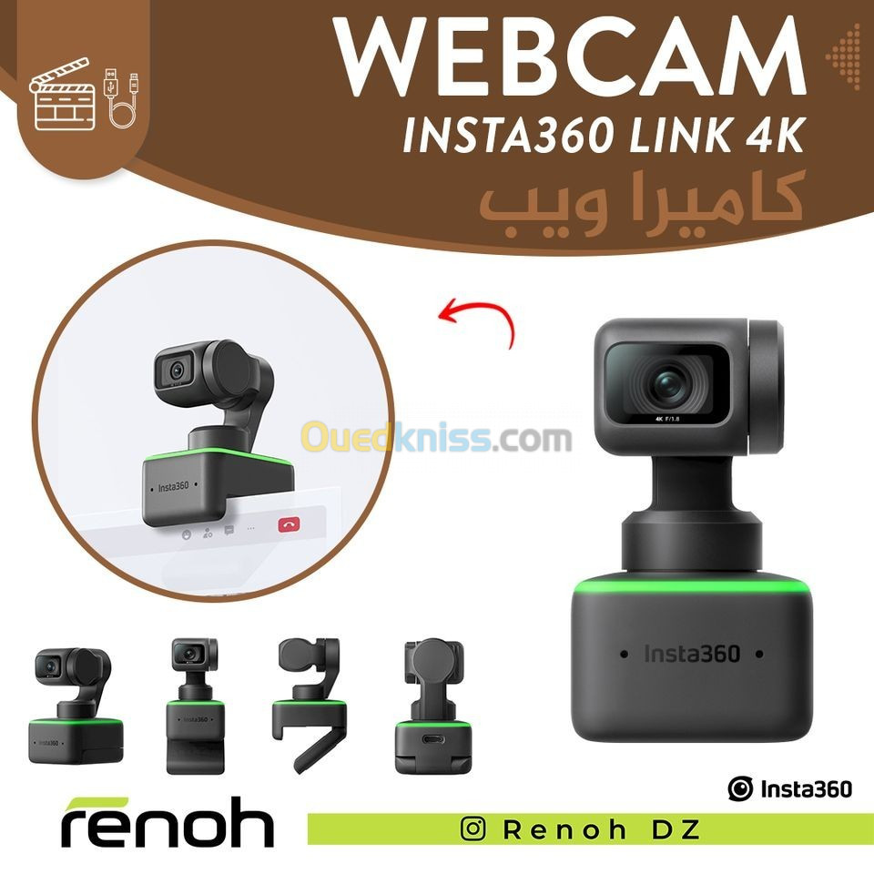 Webcam INSTA 360 LINK 4K Pour Interview/Streaming