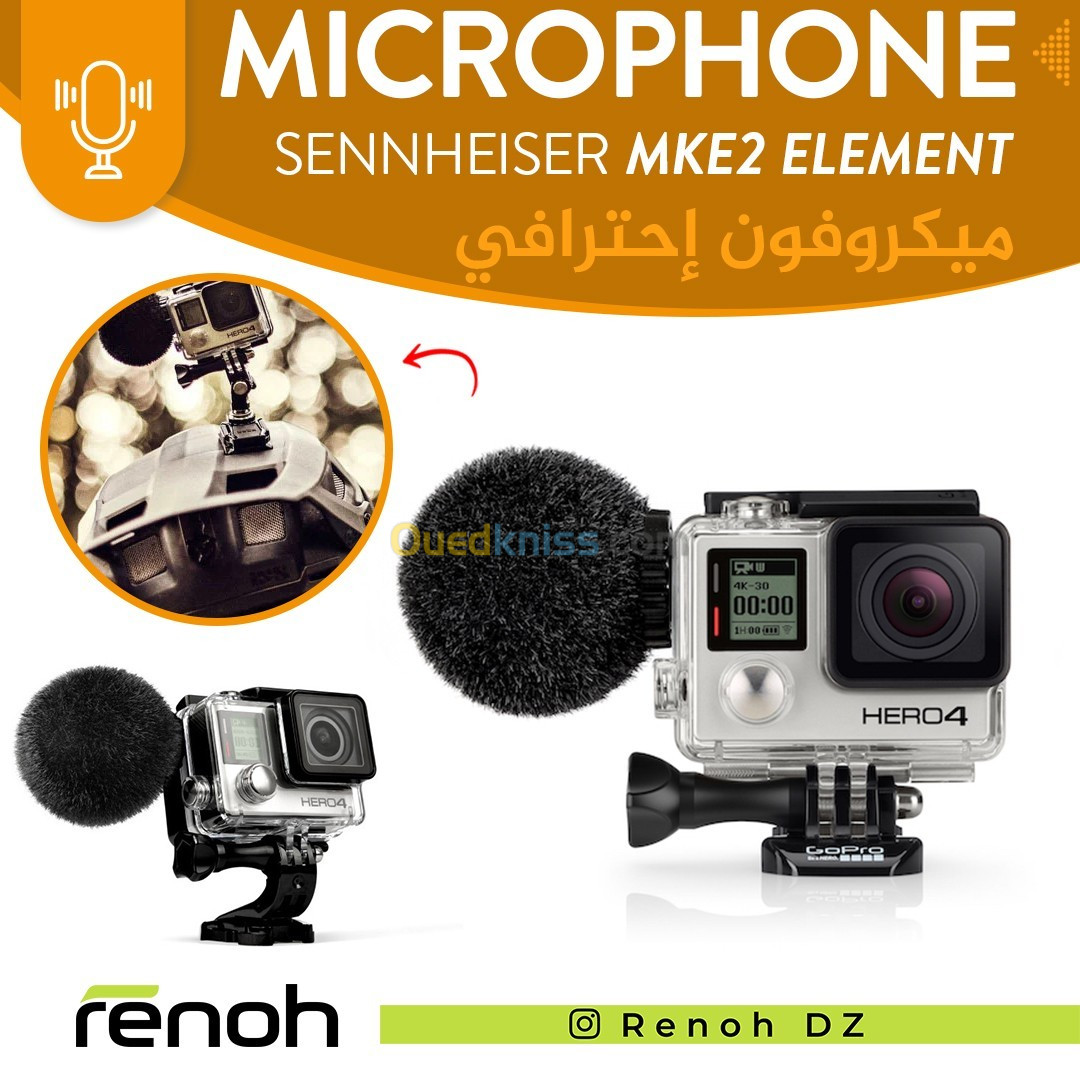 Microphone Professinal SENNHEISER MKE2 ELEMENT Pour Gopro HERO 4 